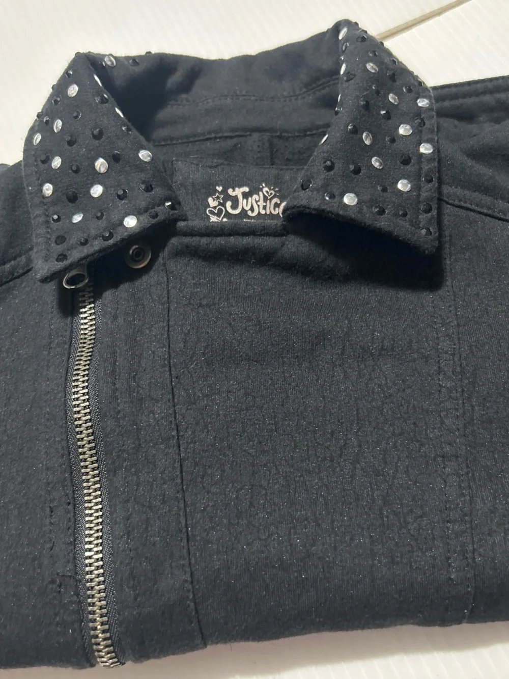 Justice Black Stud-Detail Leather Jacket